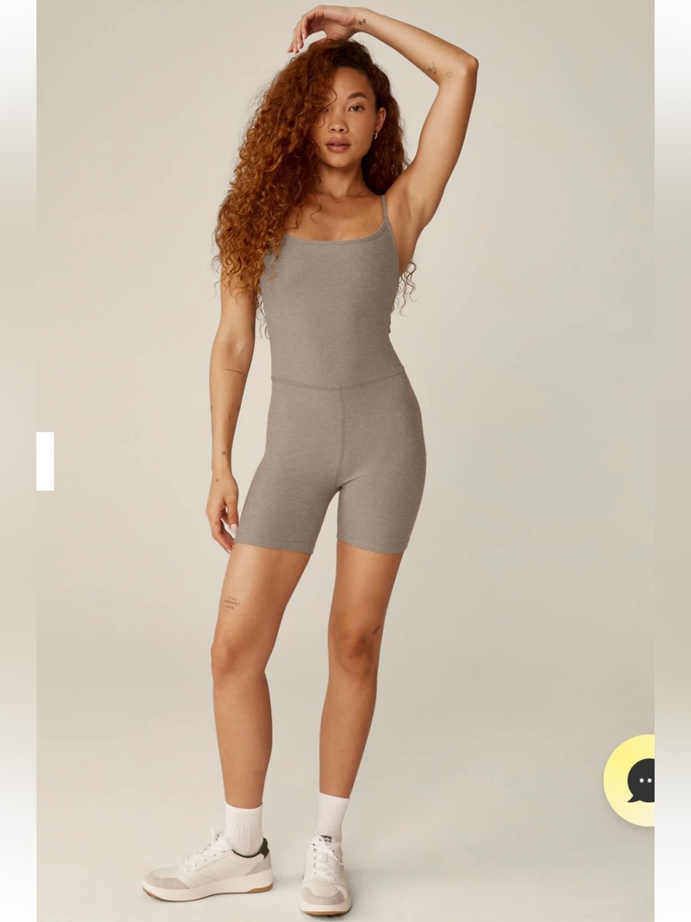 Beyond Yoga Spacedye Keep Pace Biker Jumpsuit Taupe Athleisure Sz XL